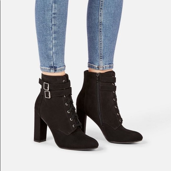 JustFab Shoes - NIB!! JustFab Kaiya Lace-up Bootie, Black